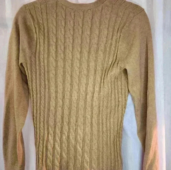 Lands End Cable Knit Cardigan Beige Girls Medium 10/12 - Picture 5 of 5